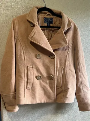 American Eagle Outfitters Women's‎ Tan Double-Breasted Peacoat y2k size medium thumbnail 1