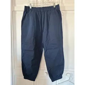 HALARA 100% Cotton Navy High-Rise Elastic Waist Pants - Size LP thumbnail 5