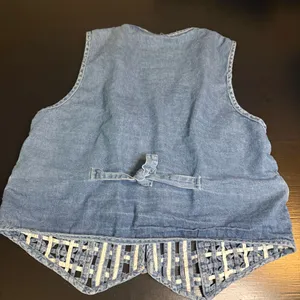 Cherokee Blue and White woven jean Vest with Wooden‎ Buttons thumbnail 5
