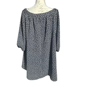 ASOS DESIGN Black Polka Dot Puff Sleeve Tie Neck Mini Dress Women's Size 8‎ thumbnail 3