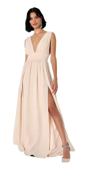 LULUS Heavenly Hues Cream Maxi Dress NWT thumbnail 1