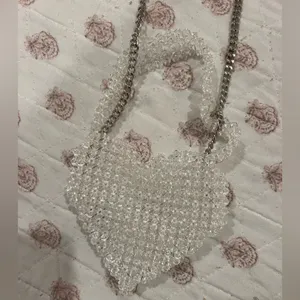 Handmade Clear Beaded Heart mini purse thumbnail 3
