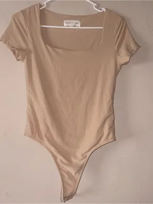 Olive + oak nude square neck bodysuit S thumbnail 1