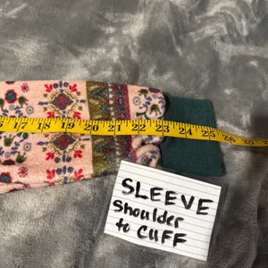 Natural Life Fleece Jumpsuit Pajamas L/XL Pink Fair Isle Floral Boho Loungewear thumbnail 6