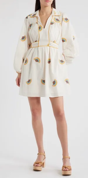 CIEBON Halliday Embroidered Long Sleeve Dress Size Small thumbnail 1