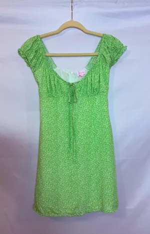 Pink Lily Green Daises Dress thumbnail 1