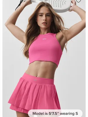 Alo NWT Aspire Tank Top Ribbed Cropped Paradise Pink Size S thumbnail 4