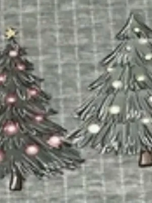 Women's XL Grey Quilted Waffle Christmas Tree Hoodie Holiday Pullover Sweatshirt thumbnail 5