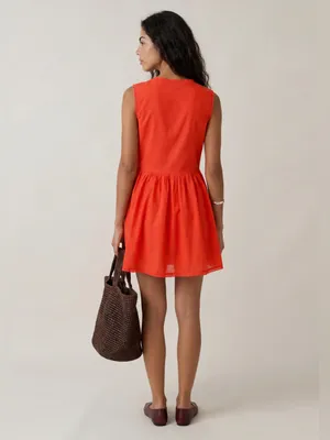 Kourt Red Size S Tatiana Cotton V Neck Mini Dress Few Moda thumbnail 3