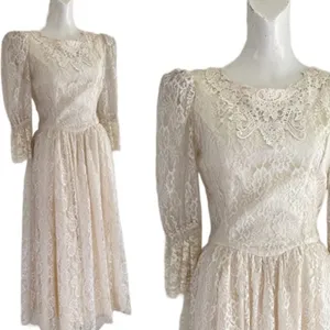 Gunne Sax by Jessica McClintock Vintage 1970’s Ivory Lace Wedding Dress size 7 thumbnail 14