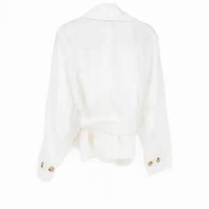 Vince Women's Cotton Cropped Casual Belted Blazer Jacket White Medium thumbnail 4