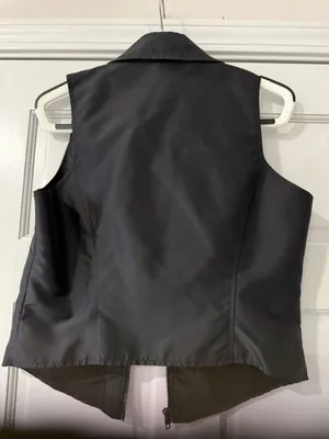 Ann Taylor Black Nylon Zipper Vest With Collar Size Medium thumbnail 6