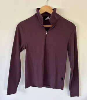 The North Face womens top size S maroon quarter zip ribbed material thumbnail 1
