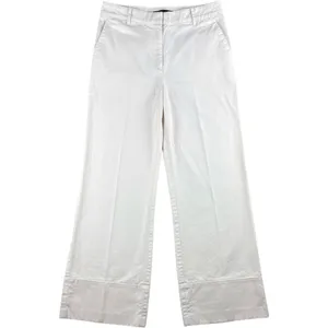 LOFT Ivory Wide Leg High Rise Trouser Pants Cotton Cuffed Office Siren Size 8 thumbnail 2