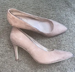 A New Day Nude Suede Heels thumbnail 1