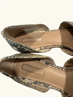 Antonio Melani Leather Snakeskin D'Orsay Flats 8M Python Printed Pointed Slip On thumbnail 10
