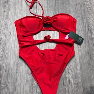 Wild Fable Rosette High Leg Extra Cheeky One Piece Bathing Suit thumbnail 2