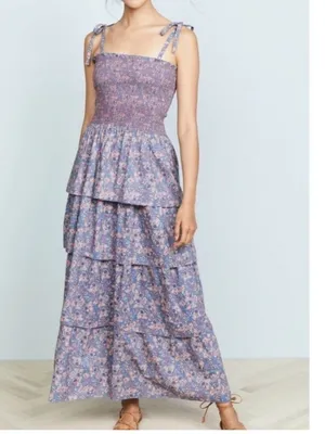 Loveshackfancy Caressa Tiered Floral Cottage‎ Farm Maxi Dress Women’s Sz Xs thumbnail 3