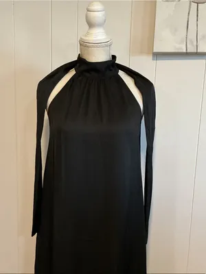Ann Taylor Black Halter Maxi Dress with Shoulder Ties thumbnail 2