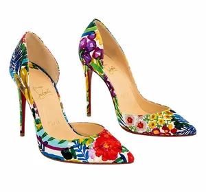 Christian Louboutin Iriza 100 Crepe Satin Floral d'Orsay Pump Size 37.5 thumbnail 1