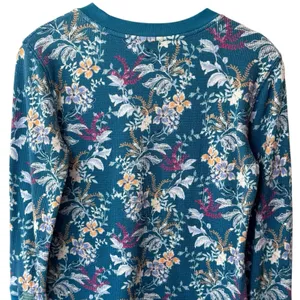 Sundance Blue Pink Floral‎ Long Sleeve Waffle Knit Thermal Top Feminine XS thumbnail 7
