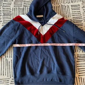 Sandro Paris Navy Velvet Chevron Hooded Sweatshirt Hoodie Small thumbnail 7