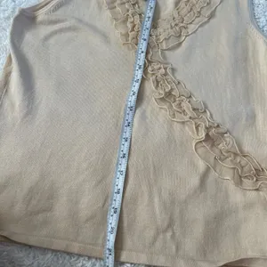 August Silk VTG Y2K Womens Silk Ruffle Top Quiet Luxury Capsule Minimalist Sz L thumbnail 4