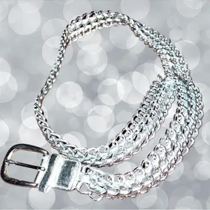 Nwot! Silver chain link look metal/faux leather belt! thumbnail 6