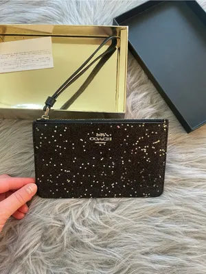 Coach Black Glitter Star Wristlet with Coach Logo thumbnail 2
