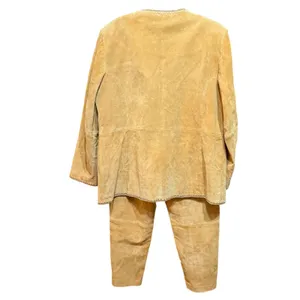 Terry Lewis Classic Luxuries Suede‎ Leather Pant Suit Blazer Set Camel Tan Sz L thumbnail 4