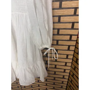Selfie Leslie‎ White Secret Garden Long Sleeve Smocked Bodice Dress Size Large thumbnail 5