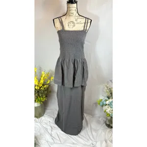 Free People Goldie Skirt Set Elastic Bodice Slit Skirt Smoked Pearls M thumbnail 9