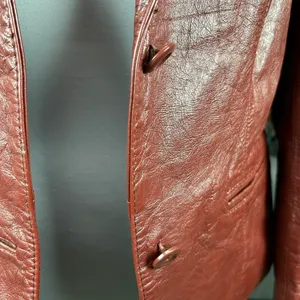 Vintage 70s Genuine Leather Burgundy Jacket thumbnail 6