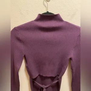 Aritzia Babaton Sculpt Knit Tie-Back Sweater In Dewberry Purple Size XS NEW thumbnail 6
