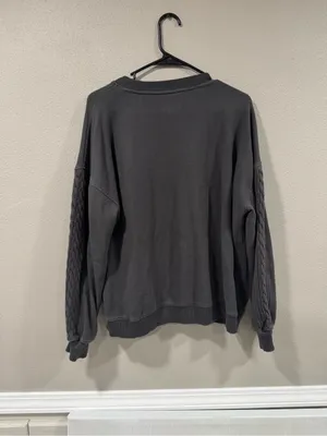 Aerie Crewneck Crochet Sleeves Oversized Sweatshirt thumbnail 3