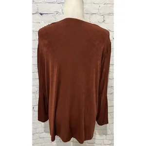 Chico's Travelers Brown Top Womens Gold Hardware Shoulder Tunic Chicos 3/XL/16 thumbnail 6