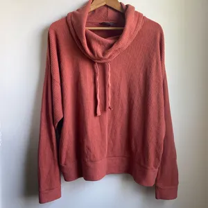 Natural Reflections Cowl Neck Thermal Waffle Pullover (Sz 1X) Pumpkin Orange thumbnail 1