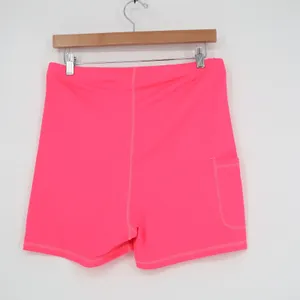 Womens Neon Pink Athletic Compression Shorts with Side Pocket Size Large thumbnail 4
