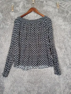 Faherty Emery Peasant Blouse Womens L gauze Boho Cottage Viscose Womens thumbnail 7