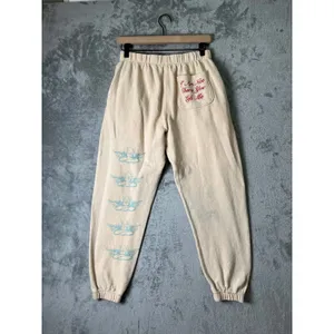 Boys Lie I Am Not Where You Left Me Sweatpants Cream Graphic Fleece Size Small thumbnail 3