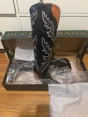 Buck & Brana Tall Western Boots – Black Embroidered Knee-High Boots 7.5 thumbnail 7