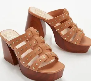 Vince Camuto Charmie Chunky Heel Platform Sandals Tan Size 9 thumbnail 1