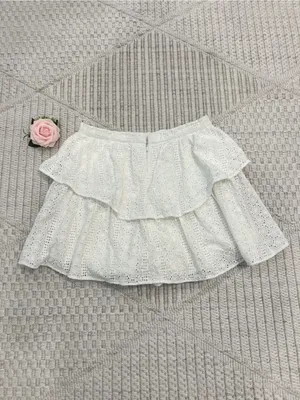 Amanda Uprichard White Cotton Eyelet layered Tiered Woman’s Mini Skort Size S thumbnail 4