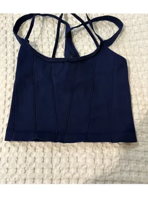 Free People Movement Stay With Me Blue Tank Size M/L thumbnail 2