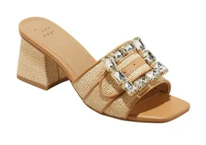 NEW A New Day Womens Kathleen Raffia Buckle Block Heels 92611276 Light Brown 7M thumbnail 1