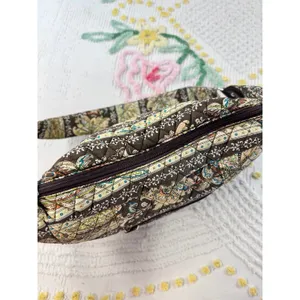 Quilted vtg‎ Floral Paisley Cotton Shoulder Bag Brown Hobo Purse Zippered Pocket thumbnail 6