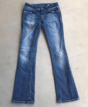 Miss Me Boot Cut Fleur De Lis Bling Jeans LONG thumbnail 2