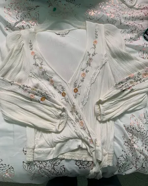 American Eagle Cream Blouse thumbnail 1