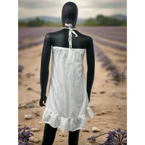 Lei White Crochet Halter Mini Dress Boho‎ Beach Cover Up Size S thumbnail 4