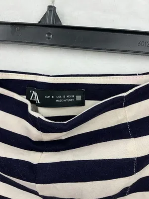 Zara Navy and White Striped Belted Shorts 813 thumbnail 3